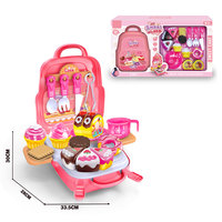 Ensemble de jeu de simulation de cuisine pour enfants, thème gâteau glacé, avec boîte de rangement portable en forme de valise