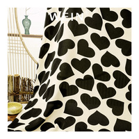 WI-D17 à la mode noir amour coeur motifs sph poka sergé 100 polyester tissé imprimé design tissu pour pantalon et robe