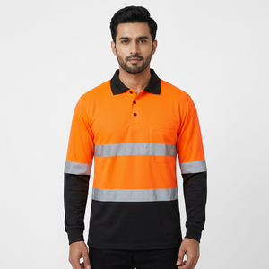 2026 Custom Breathable High Visibility Long Sleeve Safety Polo Shirt Reflective Sewing Tape Waterproof <b>LED</b> Flash <b>Fire</b> Protection - Product Image 1
