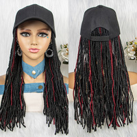 Afro Dreadlocks Chapeau Perruques Synthétique Twist Longue Perruque Tressée pour Femmes Noires Tresses Résistant à la Chaleur Fibre Perruque Usage Quotidien