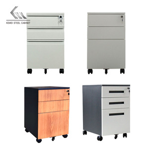 Personal pequeños lotes grandes Pedestal móvil con ruedas Almacenamiento móvil Muebles de oficina Gabinete de archivo de acero de metal de 3 cajones - Product Image 3