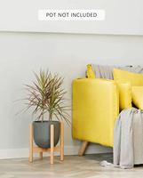 Support de plantes en bois réglable, style moderne du milieu du siècle, support de pot de fleurs en bambou, présentoir d'intérieur pour pots de 8 à 12 pouces