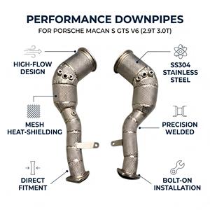 Tuyaux de descente turbo Vortex Heat Shield pour Porsche Macan S GTS 2.9T 3.0T V6 2019-2024 en acier inoxydable SS304 – Kits de performance et de tuning - Product Image 1