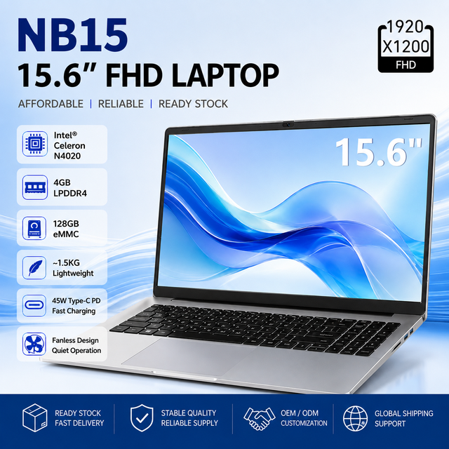 OEM ODM Intel N4020 Laptop 15.6 Inch FHD Notebook Computer 4GB RAM 128GB EMMC Custom Logo Private Label Wholesale Supplier
