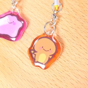 Gantungan kunci ponsel akrilik epoksi cetak UV dua sisi kustom gantungan kunci telepon plastik bubuk Glitter gaya Anime liontin logam kartun - Product Image 6