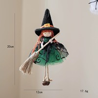 Poupée ange fille avec balai de sorcière magique et jupe en tulle gothique, décoration d'Halloween, 20 cm, couleur personnalisée, rembourrée de coton PP