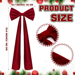 Fluffy Large Velvet Christmas Bows Giant Christmas Bows for Backdrop Party Room Wall Decor Christmas <b>Tree</b> Decoration - Product Image 2