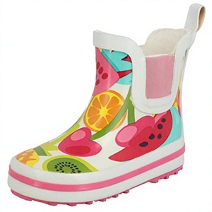 Custom High Quality Girls' Ankle & <b>Bootie</b> Round Toe Waterproof Fun Fruits Design Rubber Rain Boots with EVA Insole - Product Image 4