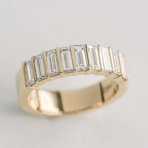 IGI chứng nhận cvd hpht phòng thí nghiệm phát triển Baguette cắt trắng D Màu Cổ điển Kim Cương 10k 14k 18K Rắn vàng Eternity Nhẫn cưới Pave - Product Image 1