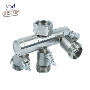 YOD Collecteur <span class=keywords><strong>de</strong></span> distribution d'eau CNC à coupure haute pression personnalisé, <span class=keywords><strong>3</strong></span>/4 pouce NPT, connecteur DZR sans plomb, répartiteur <span class=keywords><strong>de</strong></span> tuyau d'arrosage <span class=keywords><strong>3</strong></span> <span class=keywords><strong>voies</strong></span> - Product Image 1