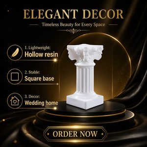 Candelabro de Resina Blanca con Columna Romana y Pedestal de Querubín para Mesa de Boda y Decoración del Hogar - Product Image 6