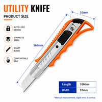 Couteau utilitaire en plastique de 18 mm, lame SK5, couteau à découper, couteau rétractable, vente en gros d'usine, stock disponible