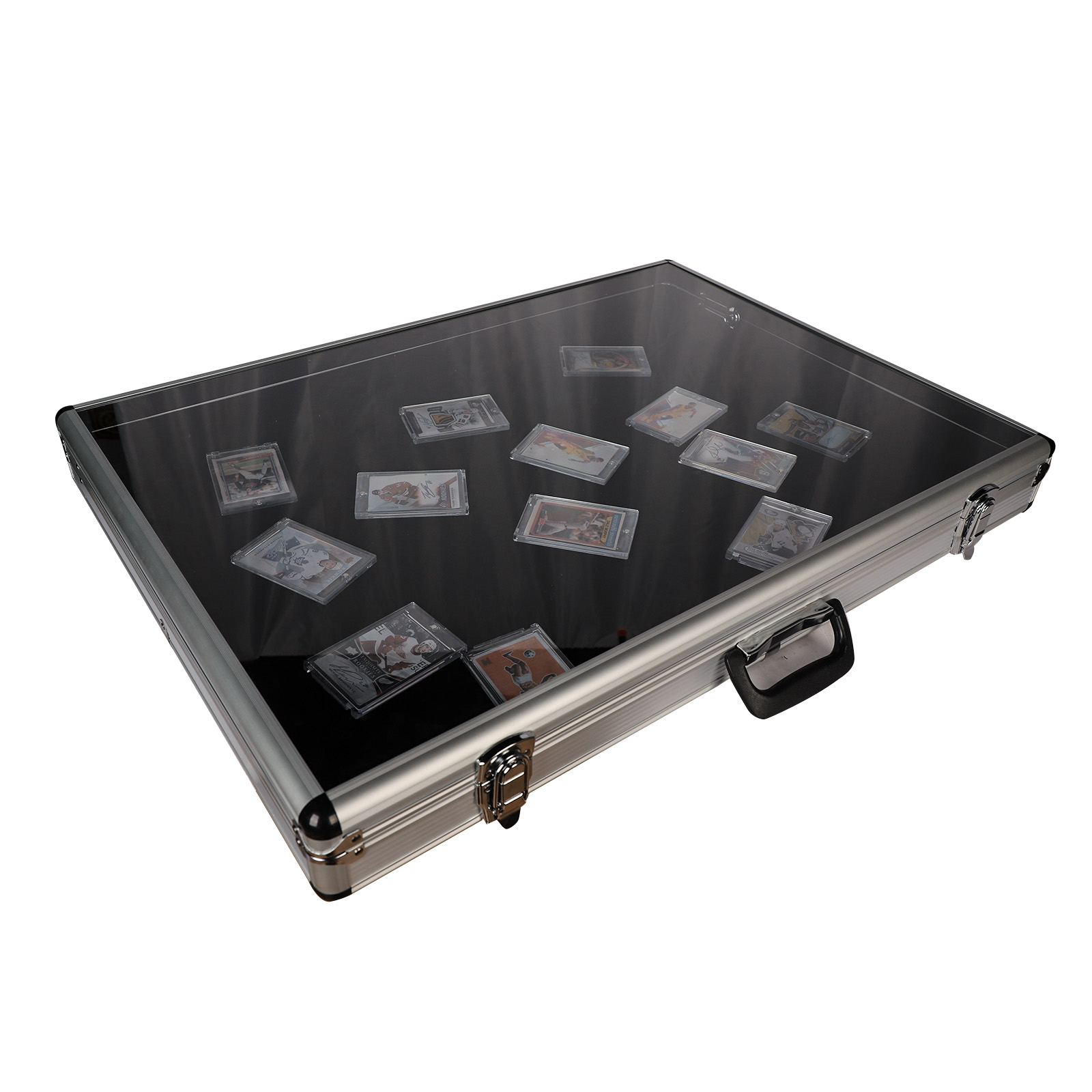 Aluminum Glass Display Case - XL Table Top Case With Lock For Cards & Collectibles Aluminum Glass Display Case - XL Table Top Case With Lock For Cards & Collectibles