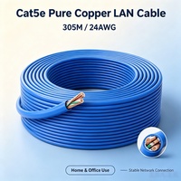 Cable Ethernet Cat5e Azul, Precio de Fábrica, Certificado ISO9001, 4 Pares, 8 Hilos, 24AWG, Rollo de 305m, Cable de Datos para Proyectos Económicos de Redes