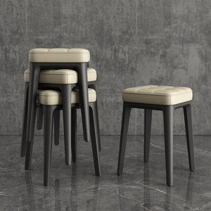 Sgabello impilabile in <span class=keywords><strong>plastica</strong></span> con seduta imbottita, sgabello quadrato trapuntato per <span class=keywords><strong>cucina</strong></span>, sala da pranzo, soggiorno - Product Image 3