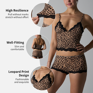 SK1268&SK1226-4 Set Lingerie Donna con Reggiseno e Mutandina Slim, Alta Resilienza, Elasticizzato, Aderente, Stampa Animalier con Bordo in Pizzo - Product Image 3