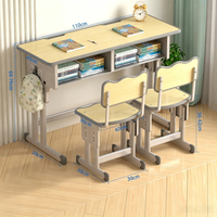 Ensemble table et chaise d'étude robuste pour enfants, hauteur réglable, mobilier scolaire pour salle de classe primaire