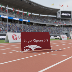 Housses de barrières de contrôle de foule réutilisables personnalisées avec impression couleur intégrale, signalétique en tissu pour événements sportifs et courses - Product Image 1