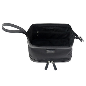 Sac à pinceaux de maquillage en nylon double couche, résistant à l'eau, style ouvert, noir, poignée souple, organiseur de pinceaux cosmétiques - Product Image 3