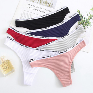 Mutandine da donna Plus Size alla moda in <span class=keywords><strong>cotone</strong></span> con Logo in vita nero <span class=keywords><strong>bianco</strong></span> <span class=keywords><strong>perizoma</strong></span> e <span class=keywords><strong>perizoma</strong></span> con motivo solido - Product Image 5