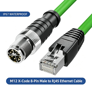 Câble Ethernet M12 vers RJ45 4 broches 8 conducteurs avec connecteur codé ADX, câble de bus blindé à paires torsadées haute flexibilité pour caméras industrielles - Product Image 3