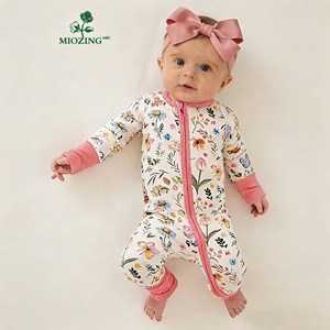 Miozing - Mameluco <span class=keywords><strong>de</strong></span> Bambú Orgánico con Estampado Floral y Doble Cremallera <span class=keywords><strong>para</strong></span> Bebés Niñas <span class=keywords><strong>de</strong></span> 12 a 18 <span class=keywords><strong>Meses</strong></span>, Ropa Ligera <span class=keywords><strong>de</strong></span> Verano - Product Image 1