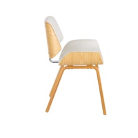 Chine Usine Accoudoir à dossier rond moderne en cuir blanc courbé en bois de noyer KD Jambes Chaises de salon Fournisseur de meubles