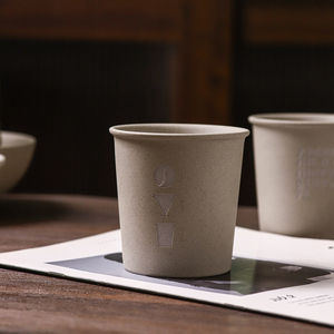 Custom Engraved logo Paper Cup Shape Ceramic Coffee Cup Vintage Ceramic Mug Without Handle - Product Image 5