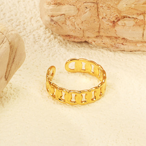 แหวนเปิดรูปทรงเรขาคณิต สแตนเลสสตีล สำหรับทุกเพศ ของขวัญเครื่องประดับแฟชั่น - Product Image 3