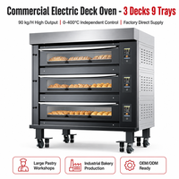 Four de boulangerie commercial électrique en acier inoxydable de qualité supérieure, personnalisé, à 3 niveaux et 9 plateaux, avec fil chauffant, facile à nettoyer et silencieux