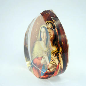 MH-G0355 de cristal para regalo de bautismo, cristal de la Virgen María cristiana, corazón de cristal - Product Image 4