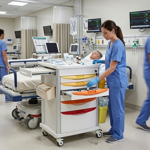 Carrito de Emergencia Móvil para Hospital Veterinario con Bloqueo Central: Organizador de Suministros Quirúrgicos para Clínica <span class=keywords><strong>Veterinaria</strong></span>, Carrito de Procedimientos - Product Image 4