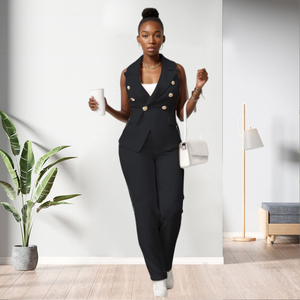 Conjuntos de Dos Piezas Blancos sin Mangas de Moda Veraniega para Mujeres Urbanas - Product Image 6