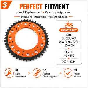 <span class=keywords><strong>Kit</strong></span> de pignon de chaîne arrière de moto 46T 47T 48T pour Ktm Sx <span class=keywords><strong>Sxf</strong></span> Xcf Xcw Exc Excf 125 200 <span class=keywords><strong>250</strong></span> 300 350 450 TE FE 150 <span class=keywords><strong>250</strong></span> 23-24 - Product Image 3