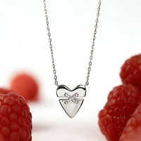Colliers de bijouterie tendance AN080, collier pendentif en argent sterling 925 avec zircon en forme de cœur, pour femmes, cadeaux d'anniversaire