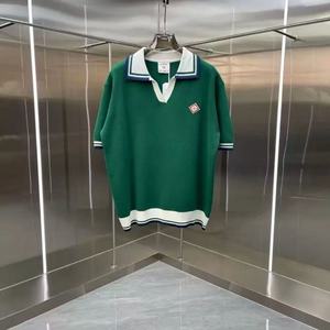 Maglione a Righe con Colletto Polo a Maniche Corte, Casual e Comodo, Versione di Alta Qualità per Uomo - Product Image 2