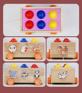 Ensemble de blocs en bois Montessori pour le développement, avec roues, pour garçons et filles, cube d'activités 3-en-1 - Product Image 2