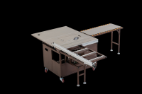 Scie à table coulissante professionnelle portable FsBoling BL-A6 pour le travail du bois avec double lame et composant moteur central multifonctionnel