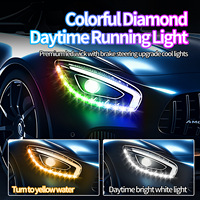 Bande lumineuse LED flexible 12-36V avec télécommande, couleurs RGB, clignotants séquentiels, effet de défilement, feux de jour (DRL) et feux de position (DRL) pour voiture, design « yeux de cristal »