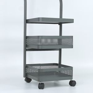 Carrito de Almacenamiento Multiusos con Ruedas Giratorias de Tres Niveles, Estante Doméstico Ajustable, Carrito con Freno de Hierro y Material PP - Product Image 3