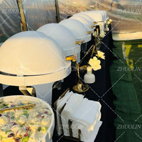 Livraison rapide table à manger chauffe-plat hydraulique en verre chauffe-plats avec contremarches rond 8 pintes blanc royal chauffe-plat