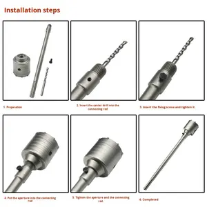 Scie cloche murale de qualité supérieure, foret à maçonnerie, alliage, poignée carrée, longue, hexagonale, carbure, pour marteaux électriques, perceuses à percussion - Product Image 4