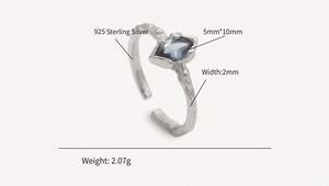 Anello di nozze 925 in argento Sterling rodiato acquamarina zirconio solitario - Product Image 6