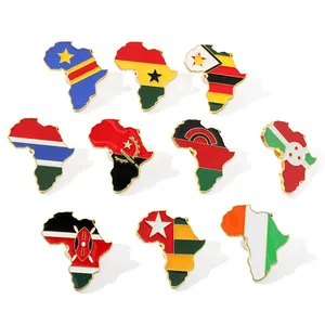 批发非洲地图徽章安哥拉肯尼亚马拉维冈比亚布隆迪加纳多哥刚果金津布巴韦国旗别针