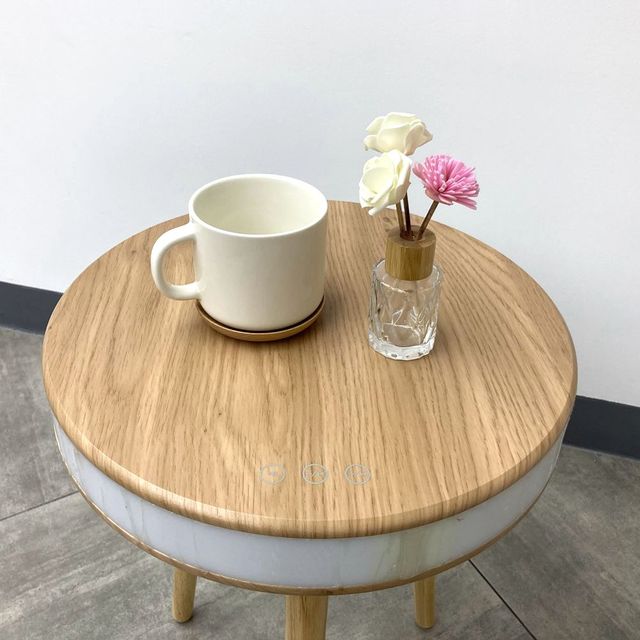 Best Selling Custom Polished Wood Round Bluetooth Speaker for Home Decoration USB Table Speaker
