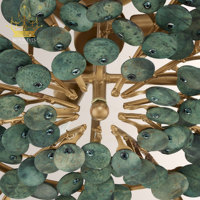Lustre botanique de luxe en forme de feuille, suspension en fer forgé vert, lampe de plafond en métal inspirée de la nature pour villa, hôtel, restaurant