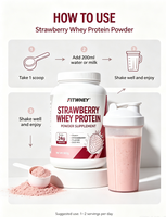Poudre de protéines de lactosérum et de soja saveur fraise, complément nutritionnel sportif