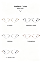 Monture de lunettes œil-de-chat premium plaquée sous vide IP, verres AC anti-lumière bleue haute définition pour détaillants optiques
