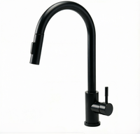 Robinet de cuisine monocommande noir en acier inoxydable 304, chaud/froid, extractible, à détection tactile, vente chaude OEM