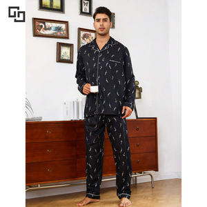 Ensemble de pyjamas <span class=keywords><strong>en</strong></span> tissu de fibre de bambou pour hommes, pantalons longs à manches longues, ensemble deux pièces, vente <span class=keywords><strong>en</strong></span> gros de haute qualité, pyjamas pour hommes - Product Image 1